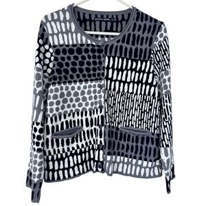 Gudrun Sjoden Abstract Art to Wear Pattern Button Front Cardigan Sweater‎ Size S